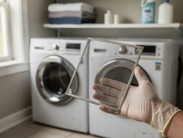 Manchester Dryer Vent Cleaning specialist performing detailed lint trap cleaning service in Manchester