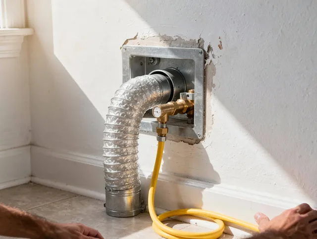 Manchester Dryer Vent Cleaning certified technician performing specialized gas dryer vent cleaning in Manchester
